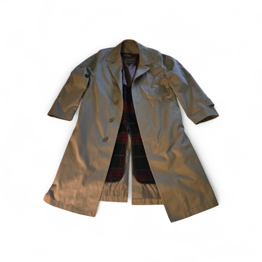 Oakton Ltd. Men's 38S Beige Trench Coat Classic Zip Out Liner Single Breasted - Picture 2 of 16